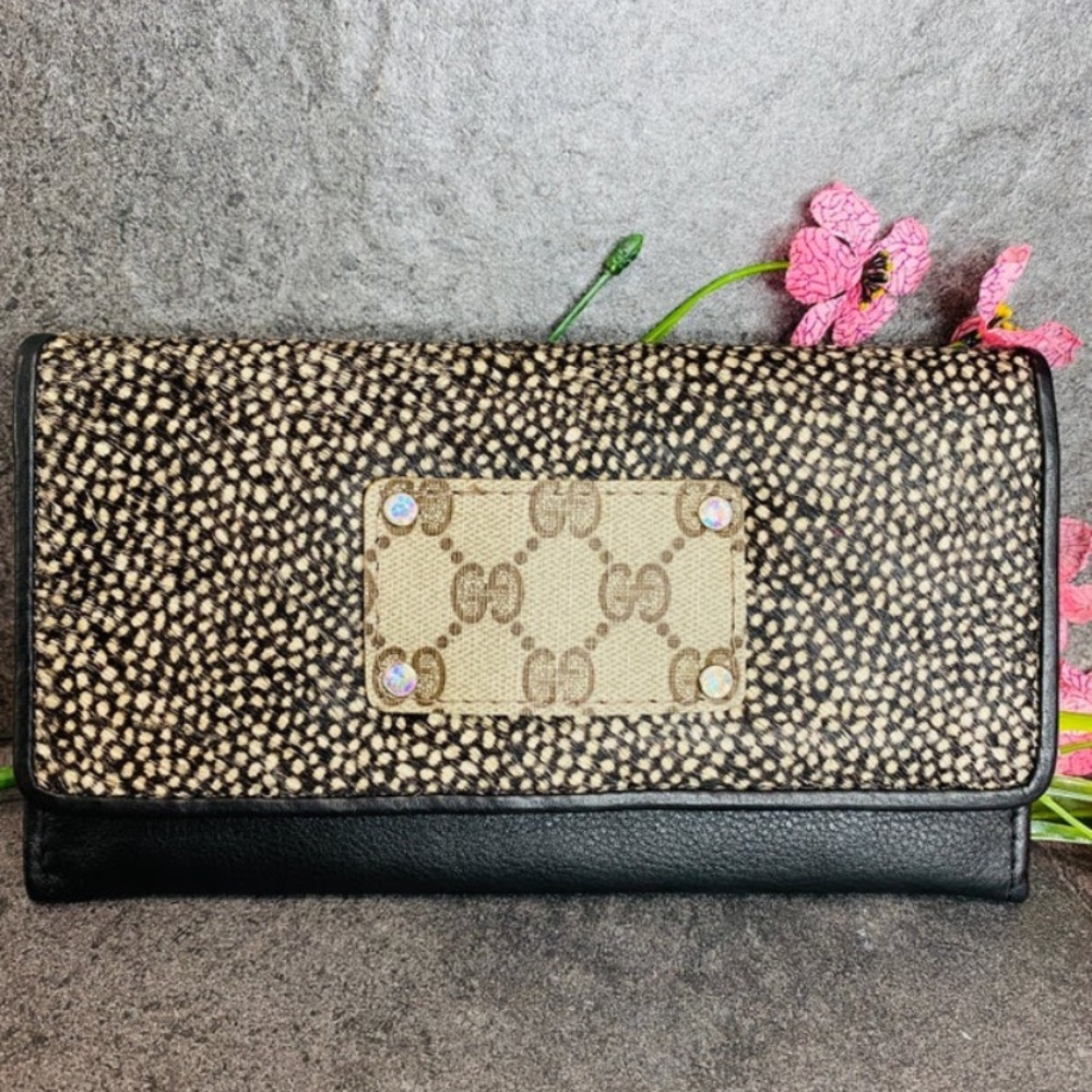 Sandra Ling Collections Upcycled Spotted Hide Black Leather Wallet!